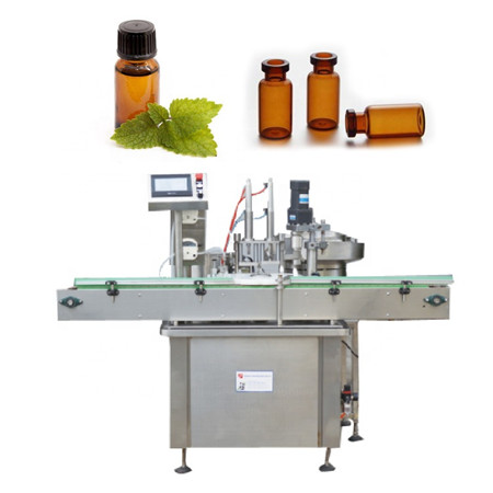 automatinė butelių ženklinimo mašina eterinio aliejaus stiklinių butelių pildymo kamštelių ir etikečių klijavimo mašina